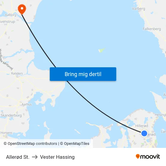 Allerød St. to Vester Hassing map