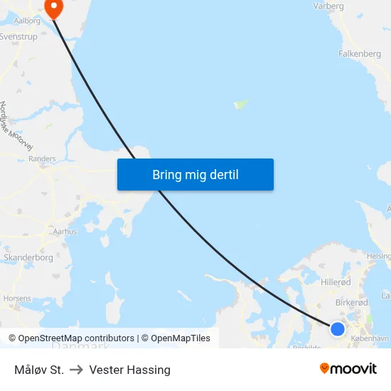 Måløv St. to Vester Hassing map