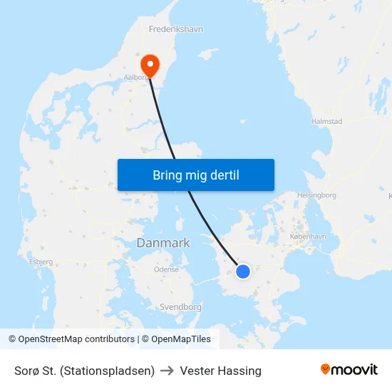 Sorø St. (Stationspladsen) to Vester Hassing map
