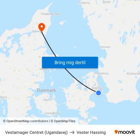 Vestamager Centret (Ugandavej) to Vester Hassing map
