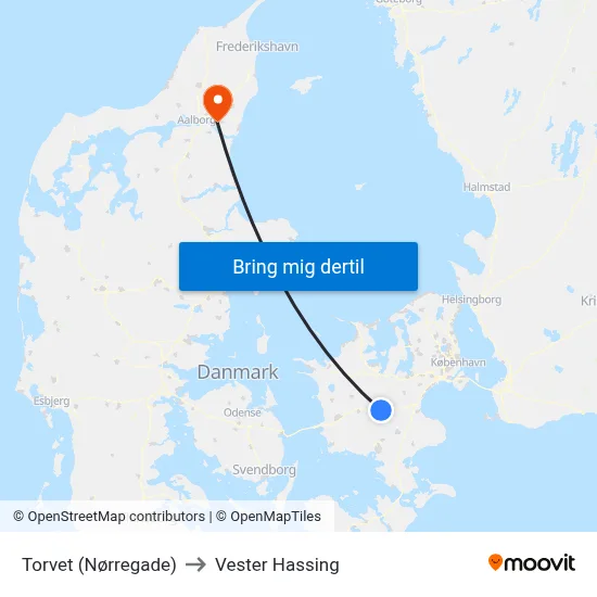 Torvet (Nørregade) to Vester Hassing map