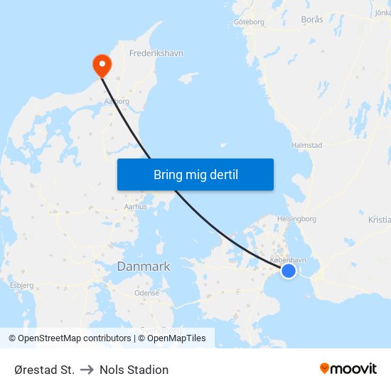 Ørestad St. to Nols Stadion map