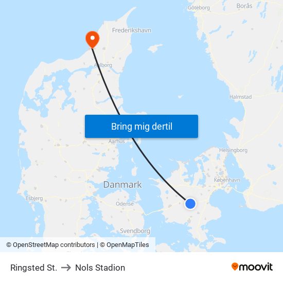 Ringsted St. to Nols Stadion map