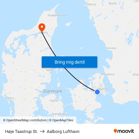 Høje Taastrup St. to Aalborg Lufthavn map