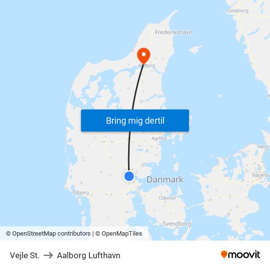 Vejle St. to Aalborg Lufthavn map