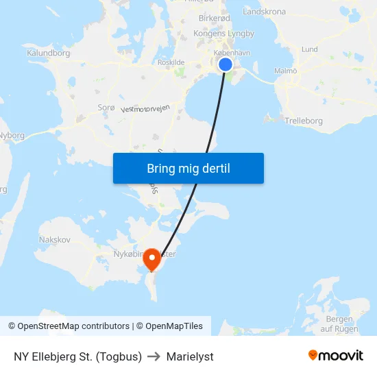 NY Ellebjerg St. (Togbus) to Marielyst map