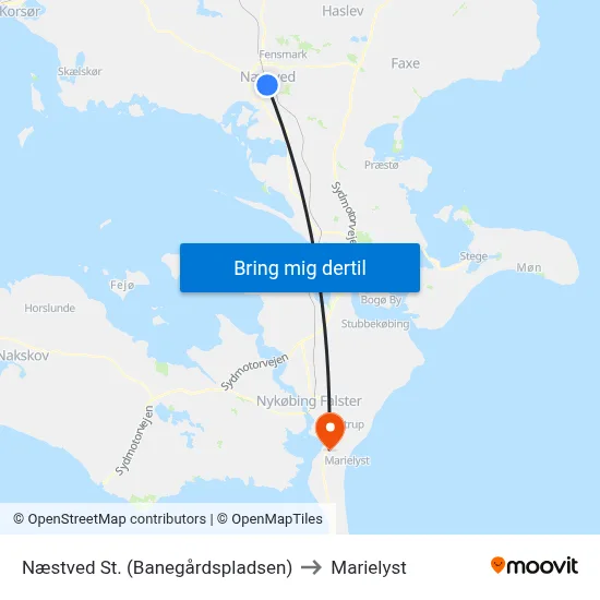 Næstved St. (Banegårdspladsen) to Marielyst map