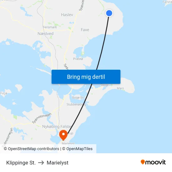 Klippinge St. to Marielyst map
