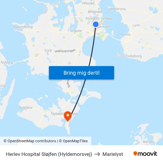 Herlev Hospital Sløjfen (Hyldemorsvej) to Marielyst map