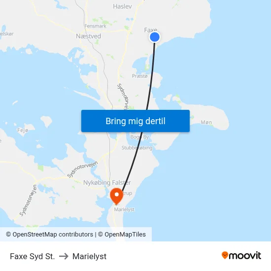 Faxe Syd St. to Marielyst map