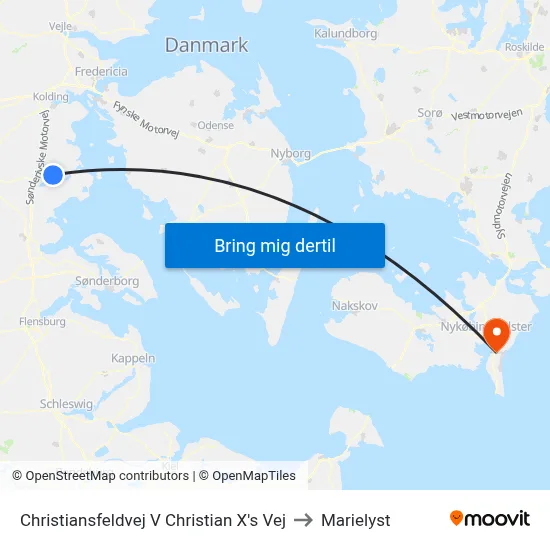 Christiansfeldvej V Christian X's Vej to Marielyst map