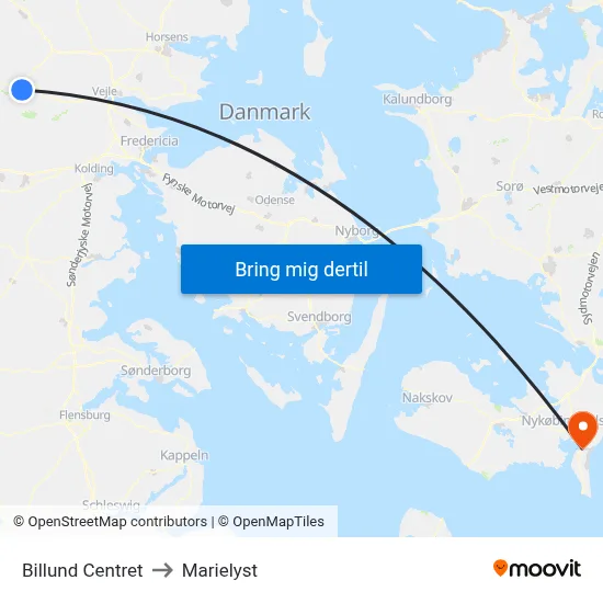 Billund Centret to Marielyst map