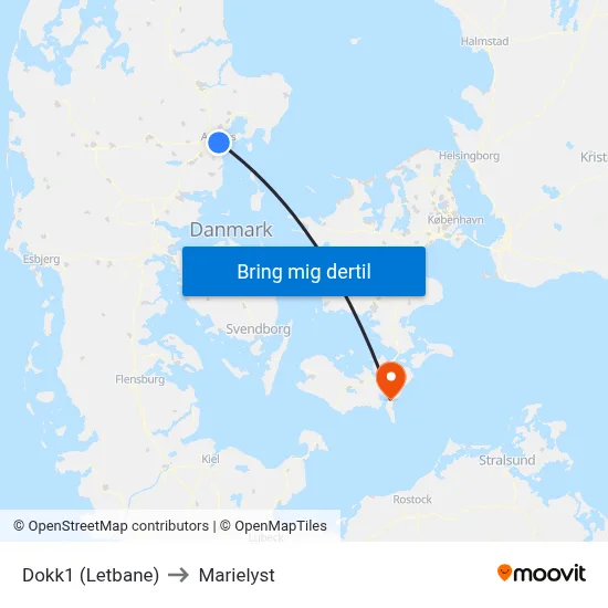 Dokk1 (Letbane) to Marielyst map
