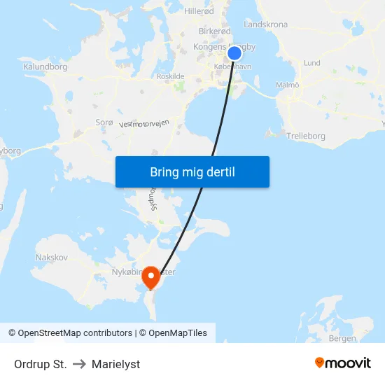 Ordrup St. to Marielyst map