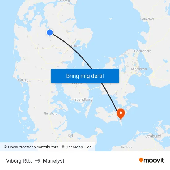 Viborg Rtb. to Marielyst map