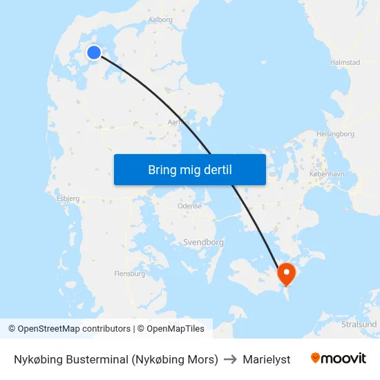 Nykøbing Busterminal (Nykøbing Mors) to Marielyst map