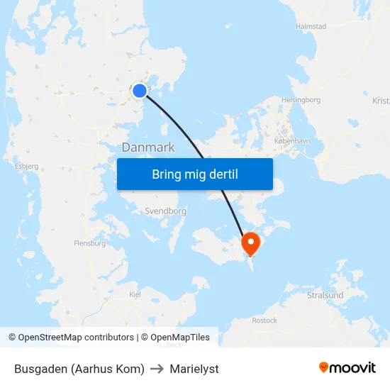 Busgaden (Aarhus Kom) to Marielyst map
