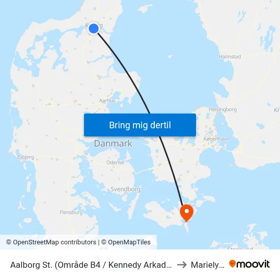 Aalborg St. (Område B4 / Kennedy Arkaden) to Marielyst map