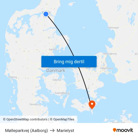 Mølleparkvej (Aalborg) to Marielyst map