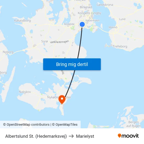 Albertslund St. (Hedemarksvej) to Marielyst map