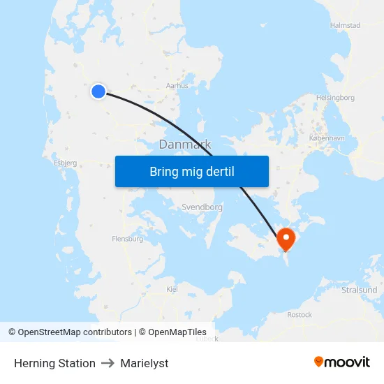 Herning Station to Marielyst map