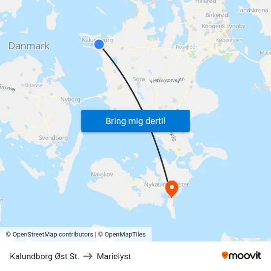 Kalundborg Øst St. to Marielyst map