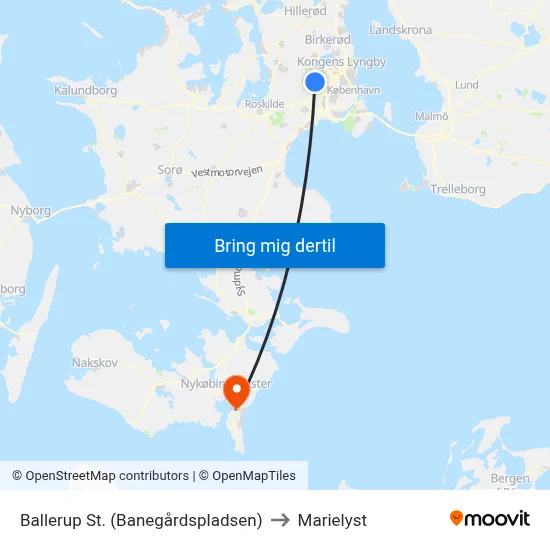 Ballerup St. (Banegårdspladsen) to Marielyst map