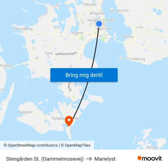 Stengården St. (Gammelmosevej) to Marielyst map