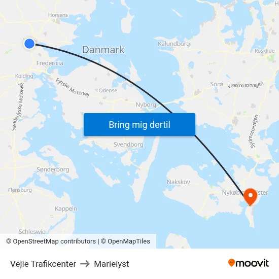 Vejle Trafikcenter to Marielyst map