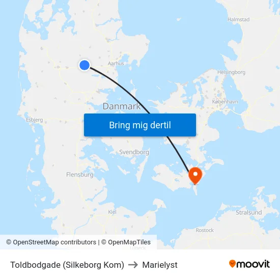 Toldbodgade (Silkeborg Kom) to Marielyst map