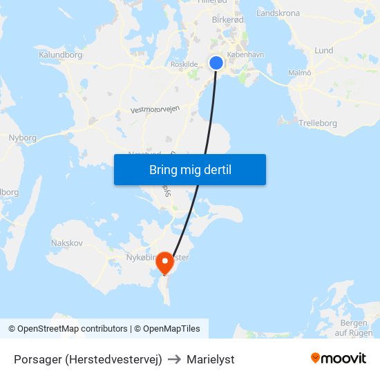 Porsager (Herstedvestervej) to Marielyst map