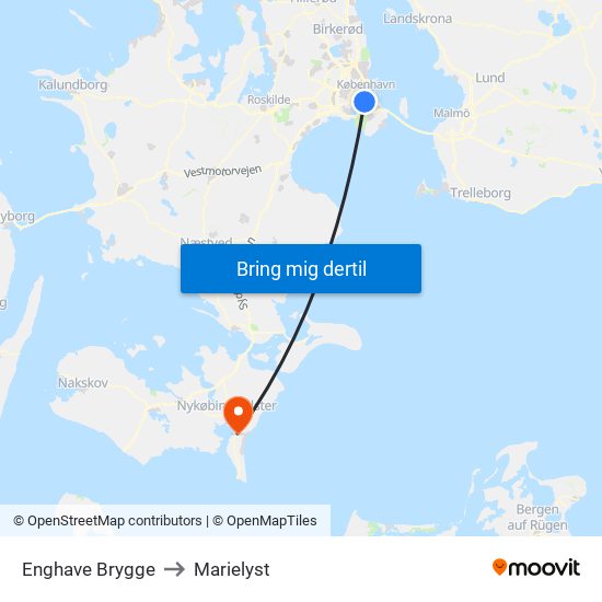 Enghave Brygge to Marielyst map