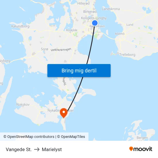Vangede St. to Marielyst map