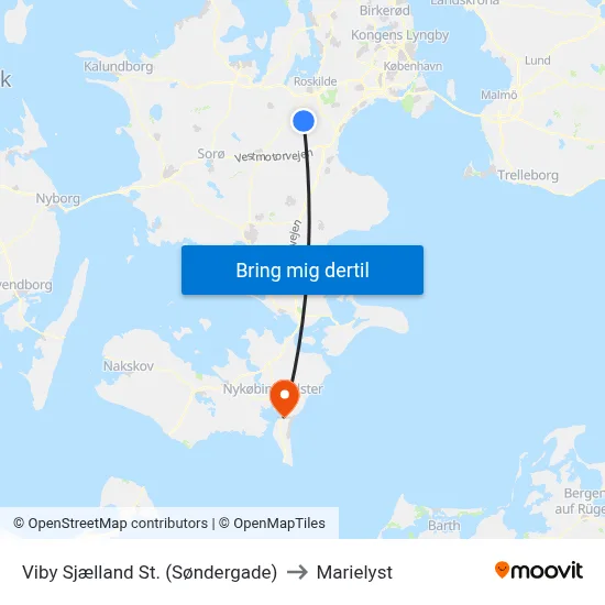 Viby Sjælland St. (Søndergade) to Marielyst map
