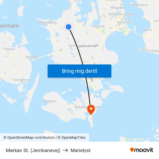 Mørkøv St. (Jernbanevej) to Marielyst map