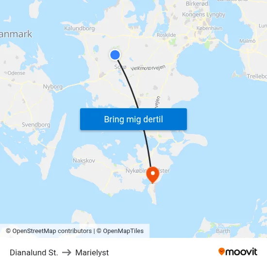 Dianalund St. to Marielyst map