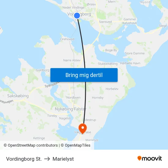 Vordingborg St. to Marielyst map