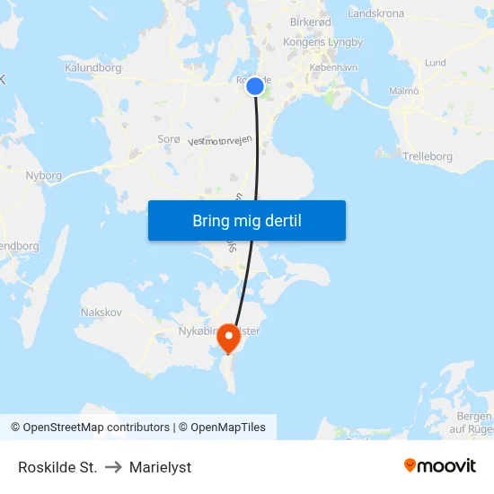 Roskilde St. to Marielyst map