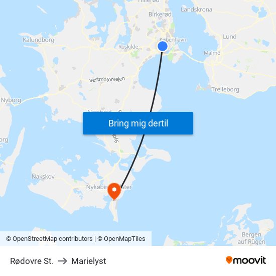 Rødovre St. to Marielyst map