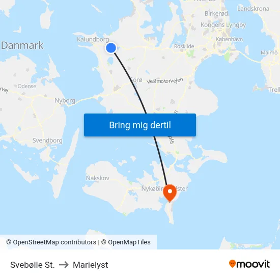 Svebølle St. to Marielyst map