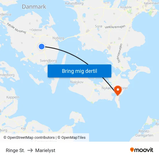 Ringe St. to Marielyst map