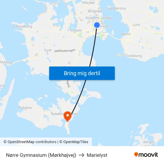 Nørre Gymnasium (Mørkhøjvej) to Marielyst map