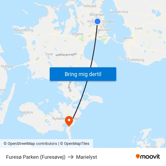 Furesø Parken (Furesøvej) to Marielyst map