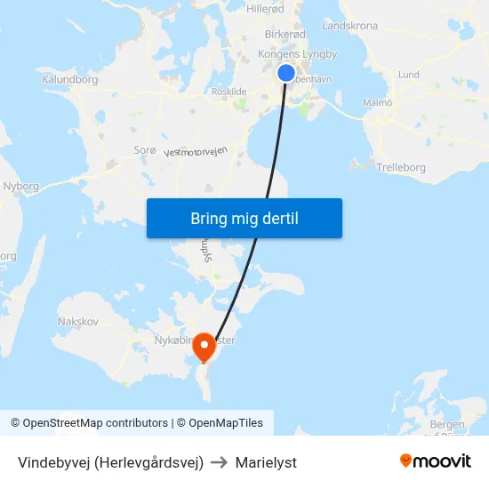 Vindebyvej (Herlevgårdsvej) to Marielyst map