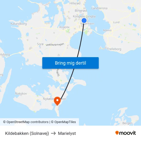 Kildebakken (Solnavej) to Marielyst map