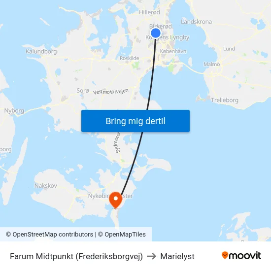 Farum Midtpunkt (Frederiksborgvej) to Marielyst map