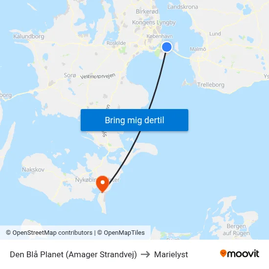 Den Blå Planet (Amager Strandvej) to Marielyst map