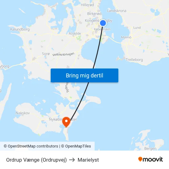 Ordrup Vænge (Ordrupvej) to Marielyst map