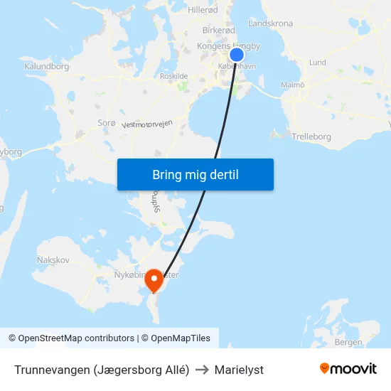 Trunnevangen (Jægersborg Allé) to Marielyst map