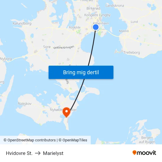 Hvidovre St. to Marielyst map